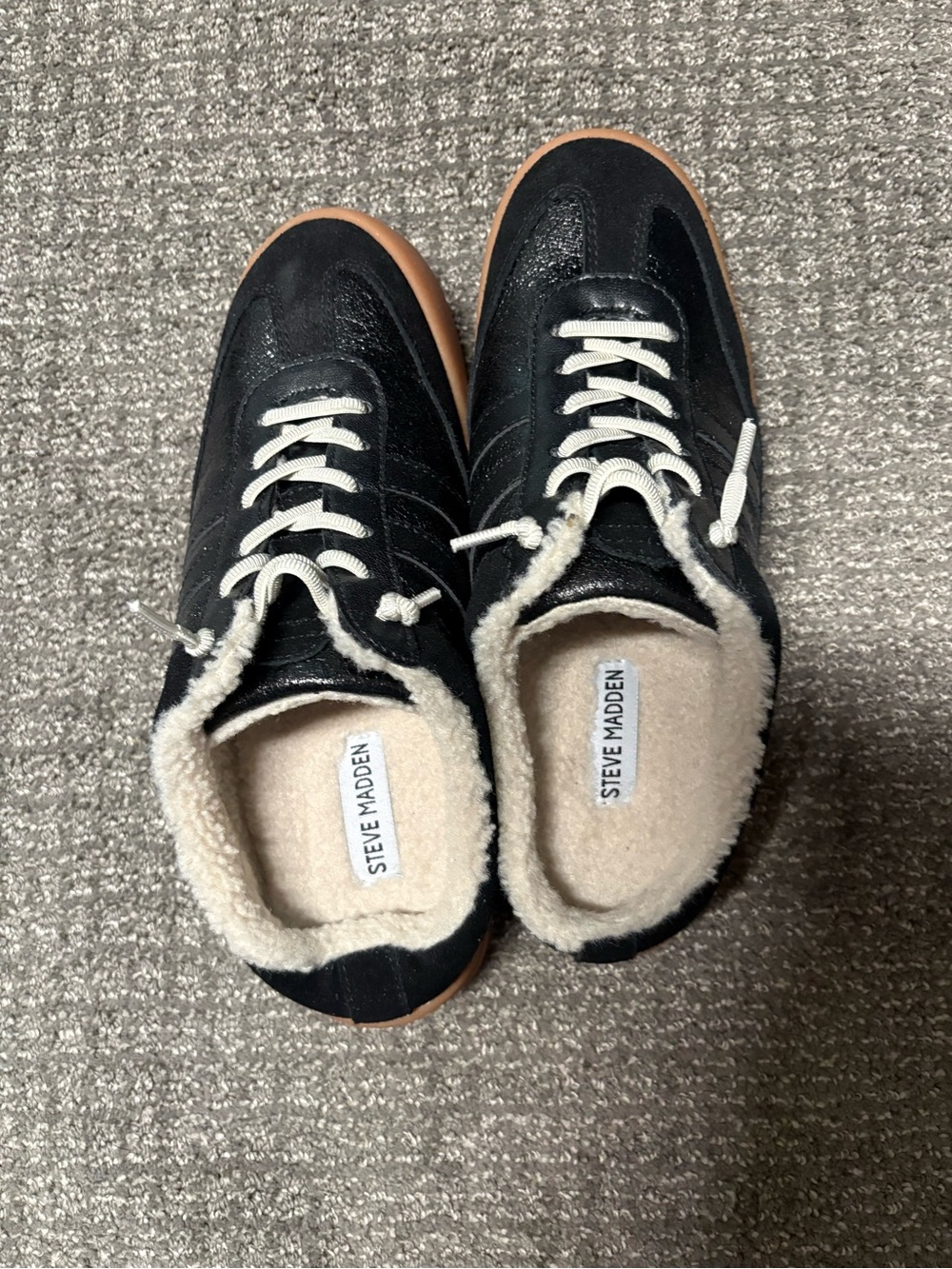 Steve Madden Women's Black Shearling Lined Sneakers